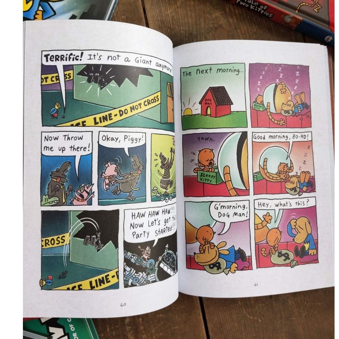 Dog Man set of 17 hardcover books, no box (slight dents and tears on book covers, book pages no damage)