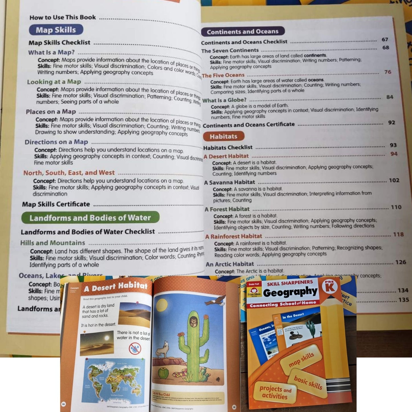 Evan Moor Skill Sharpener Workbooks (7 books) PreKINDER