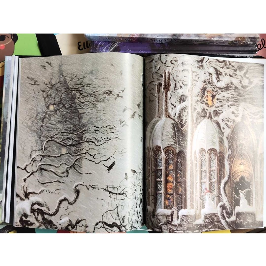 Harry Potter Illustrated Edition (4 Books) Collection - brand new hardcover, slight dents on book cover