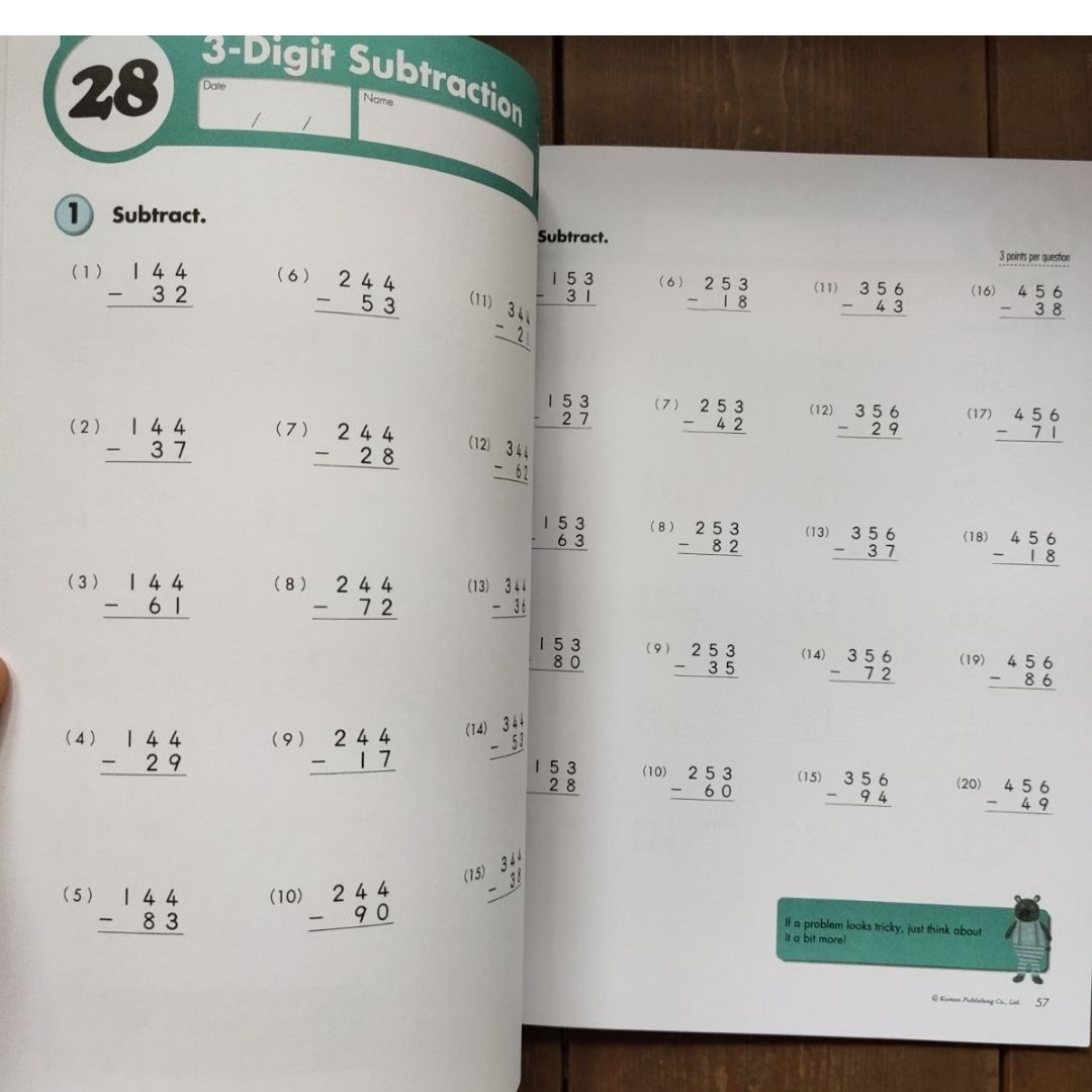 Kumon Math Workbooks for Grade 3 (3 books) Division/ Additional and Subtraction / Multiplication