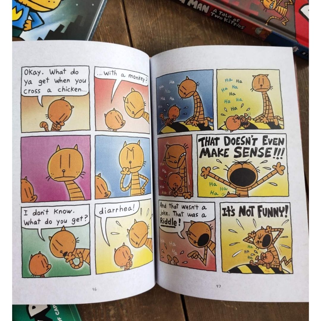 Dog Man set of 17 hardcover books, no box (slight dents and tears on book covers, book pages no damage)