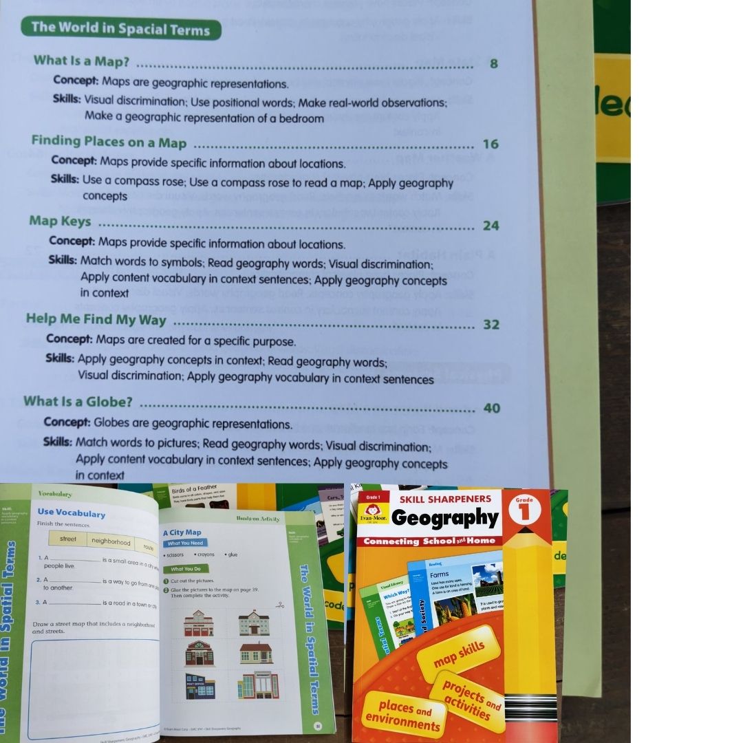 Evan Moor Skill Sharpener Workbooks (7 books) GRADE ONE
